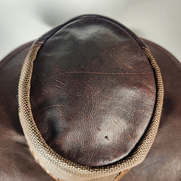RED ROCK Cowboy Hat Men's Large Brown Kangaroo Leather Western Australia Mesh - Picture 8 of 8